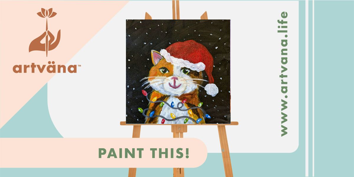 Artvana Holiday painting class at 15% Game Cafe Tacoma!