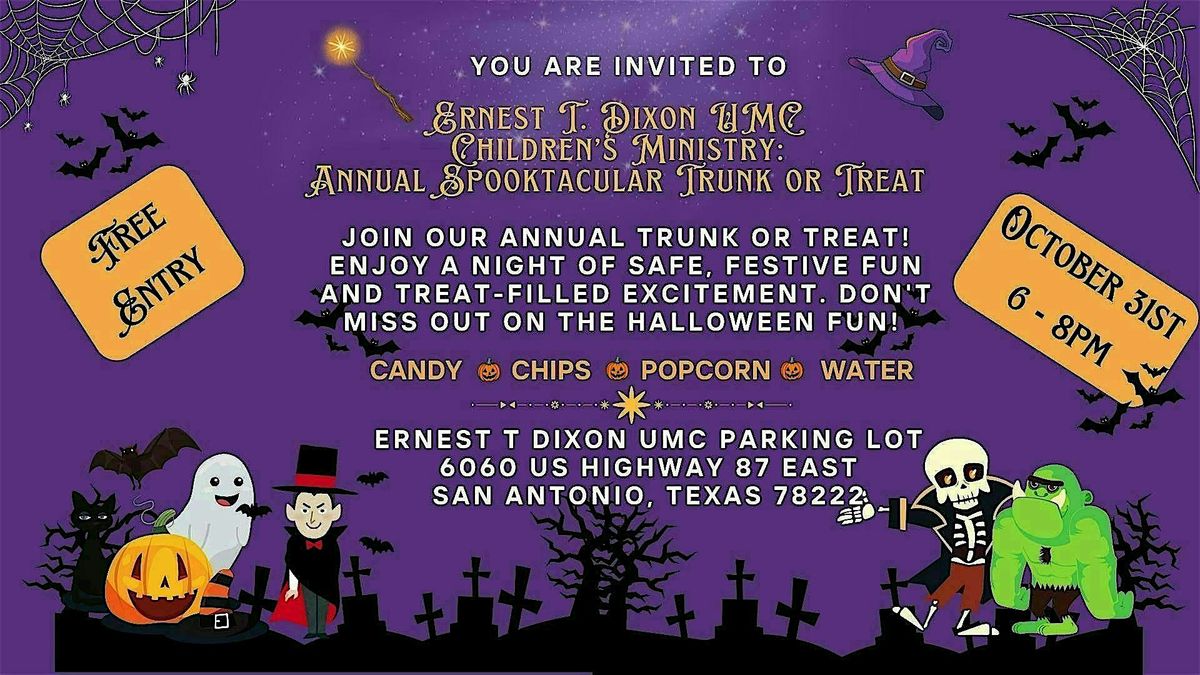 Ernest T. Dixon UMC Children\u2019s Ministry: Annual Spooktacular Trunk or Treat