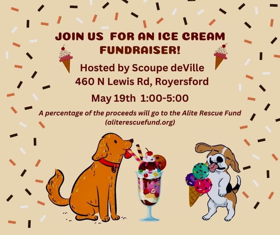 ICE CREAM FUNDRAISER at Scoupe deVille in Royersford, PA \ud83c\udf66