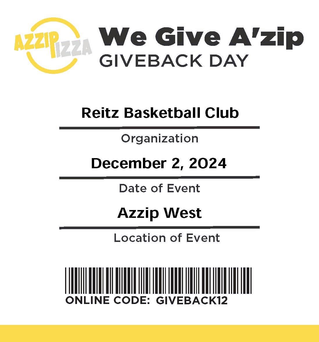 Reitz Basketball AZZIP West GIVEBACK