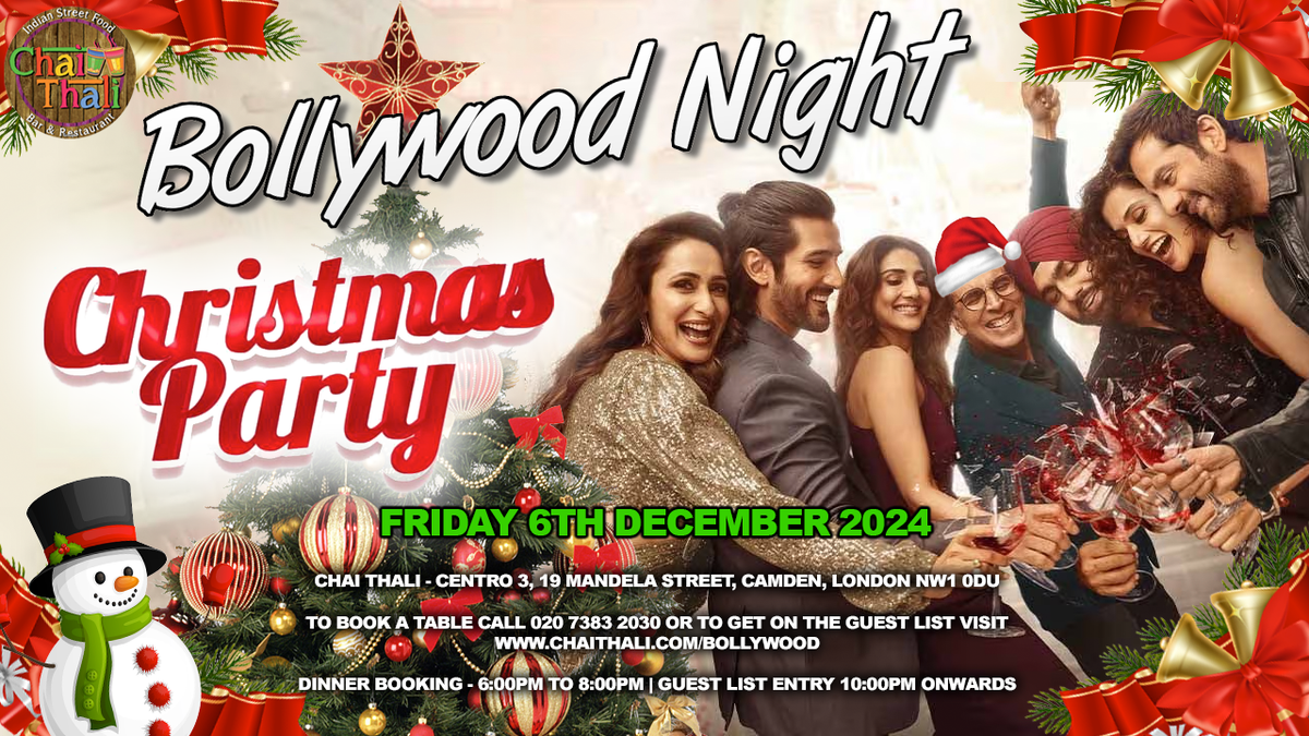 Christmas Bollywood Night - Friday 6th December 2024 - Chai Thali - Camden, London