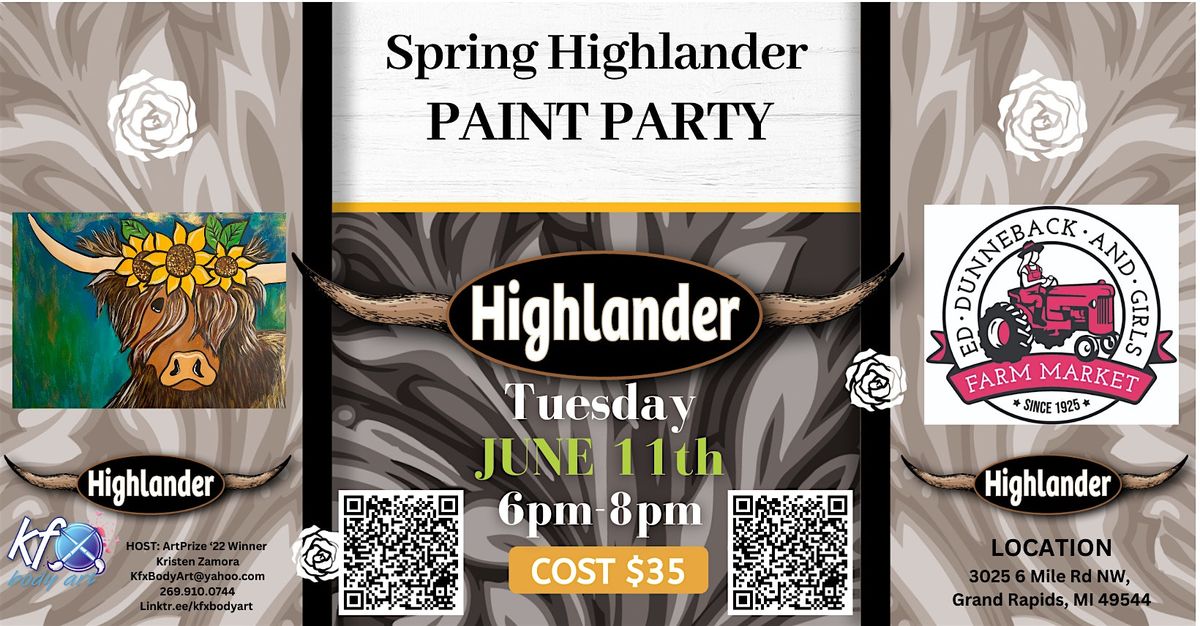 Spring Highlander Cow Canvas Paint Party