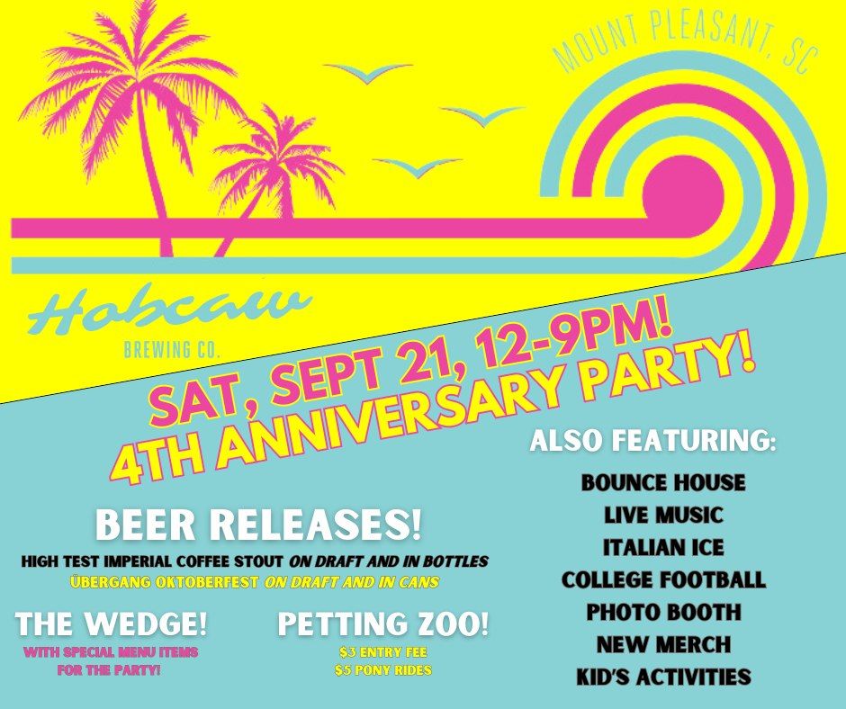 \ud83e\udd73 HOBCAW BREWING 4TH ANNIVERSARY PARTY! \ud83e\udd73