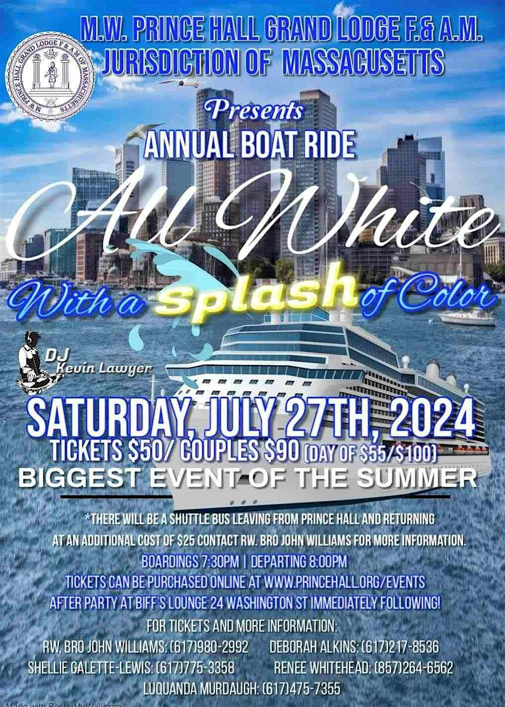 Grand Lodge Annual Boat Ride - All White with a Splash of Color!