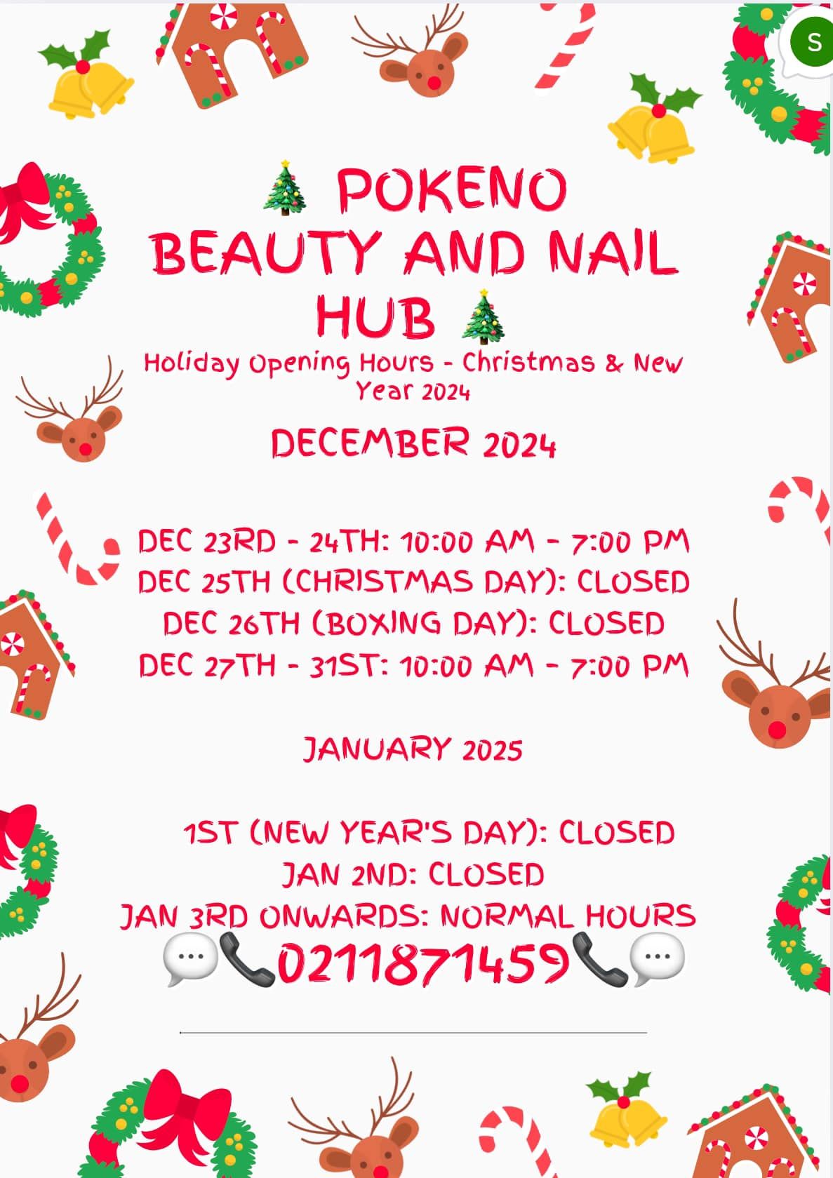 Holiday Opening Hours- Christmas & New Year 2024