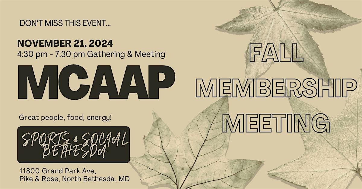 MCAAP MCBOA Fall Membership Meeting & Social Gathering 2024