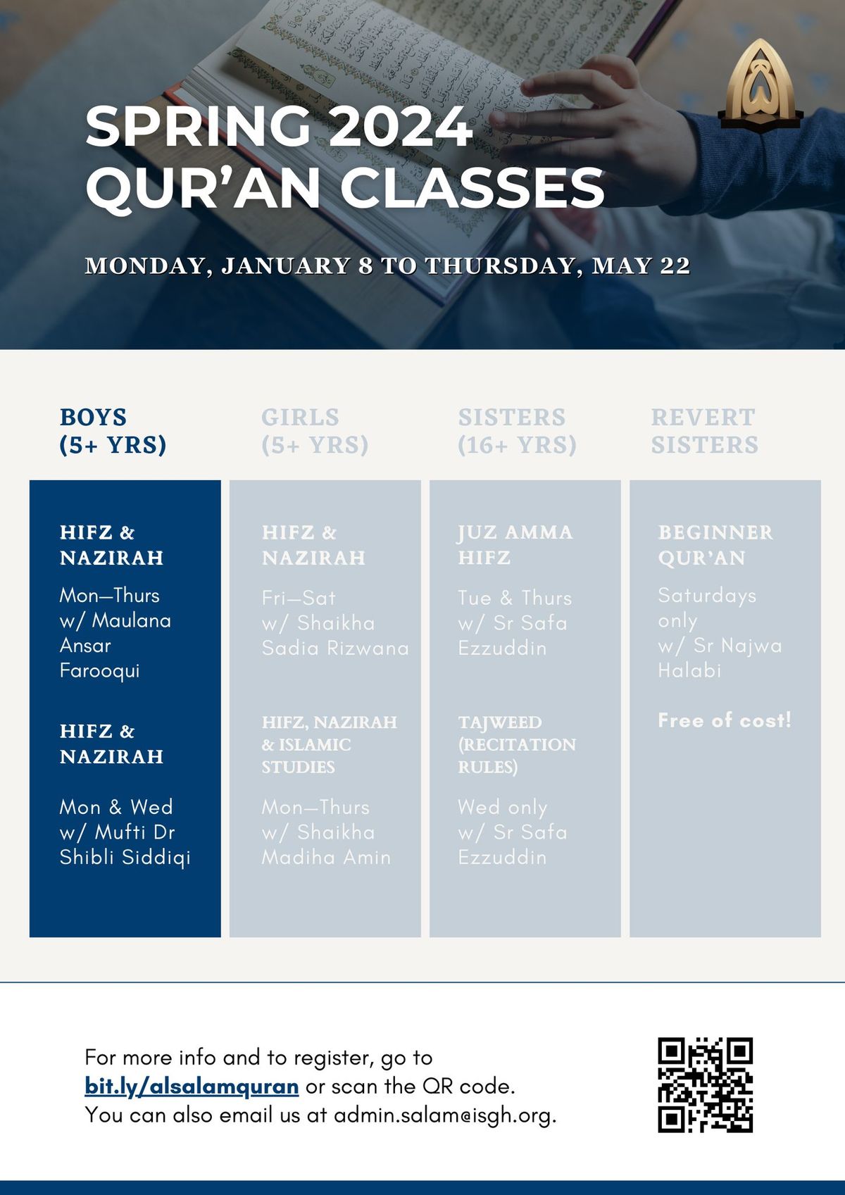 Spring '24 Boys' Qur'an Classes w\/ Maulana Ansar Farooqui