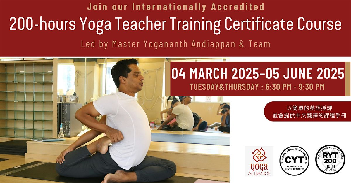 200-hours Yoga Teacher Training Certificate Course (Tue & Thu Evening)