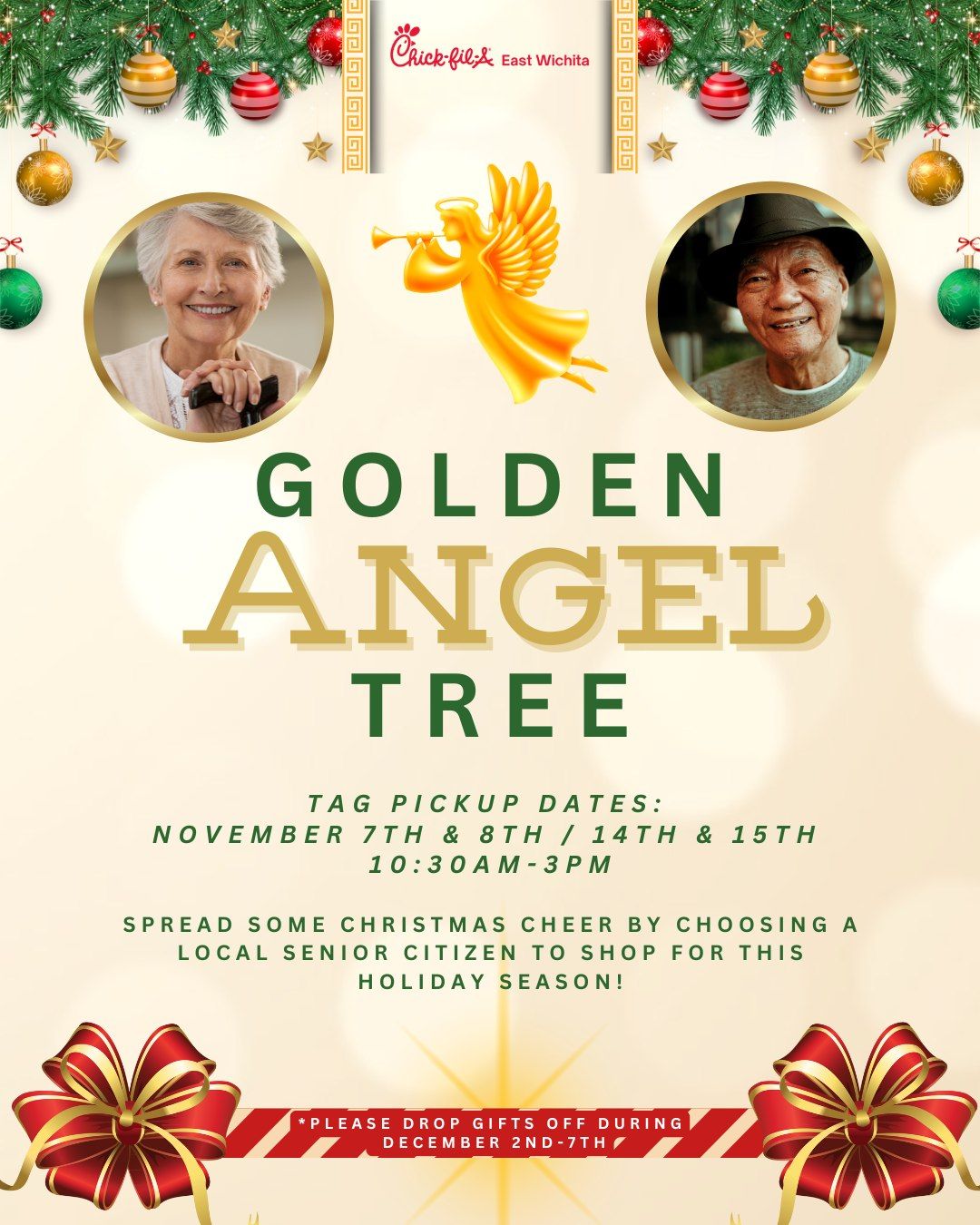 Golden Angel Tree TAG PICK UP (shop for a Sr. Citizen this Christmas Season)!