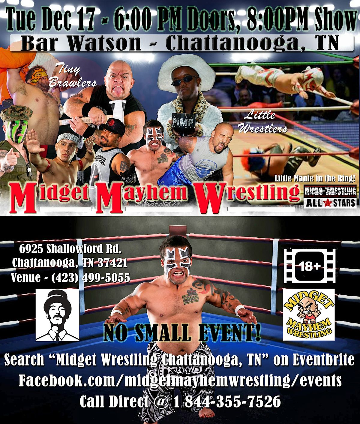 Midget Mayhem Wrestling Rips Through the Ring! Chattanooga TN 18+