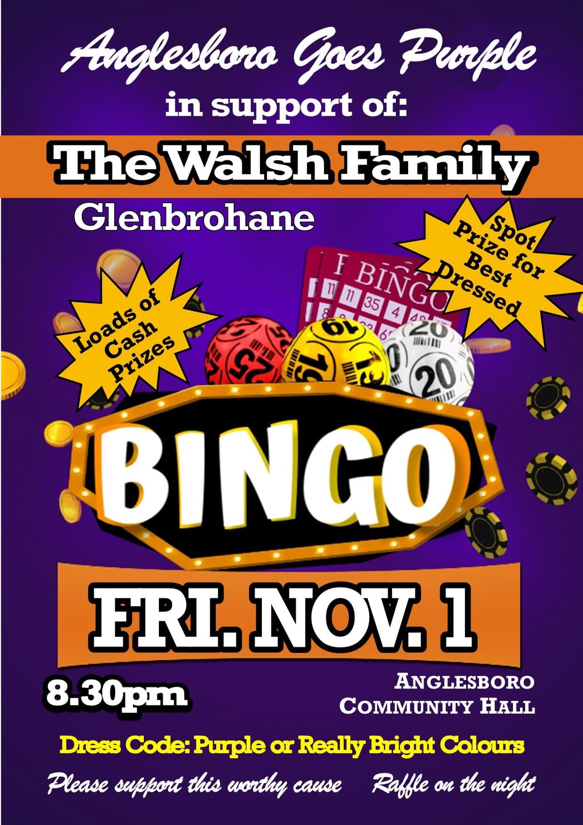 Anglesboro Community Bingo Night for the Walsh Family