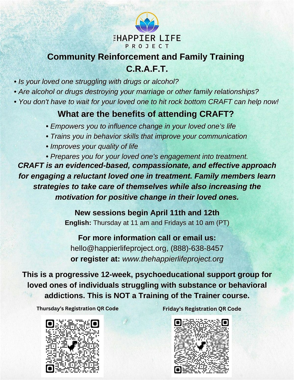 C.R.A.F.T. (COMMUNITY REINFORCEMENT AND FAMILY TRAINING) Jan Cohort M