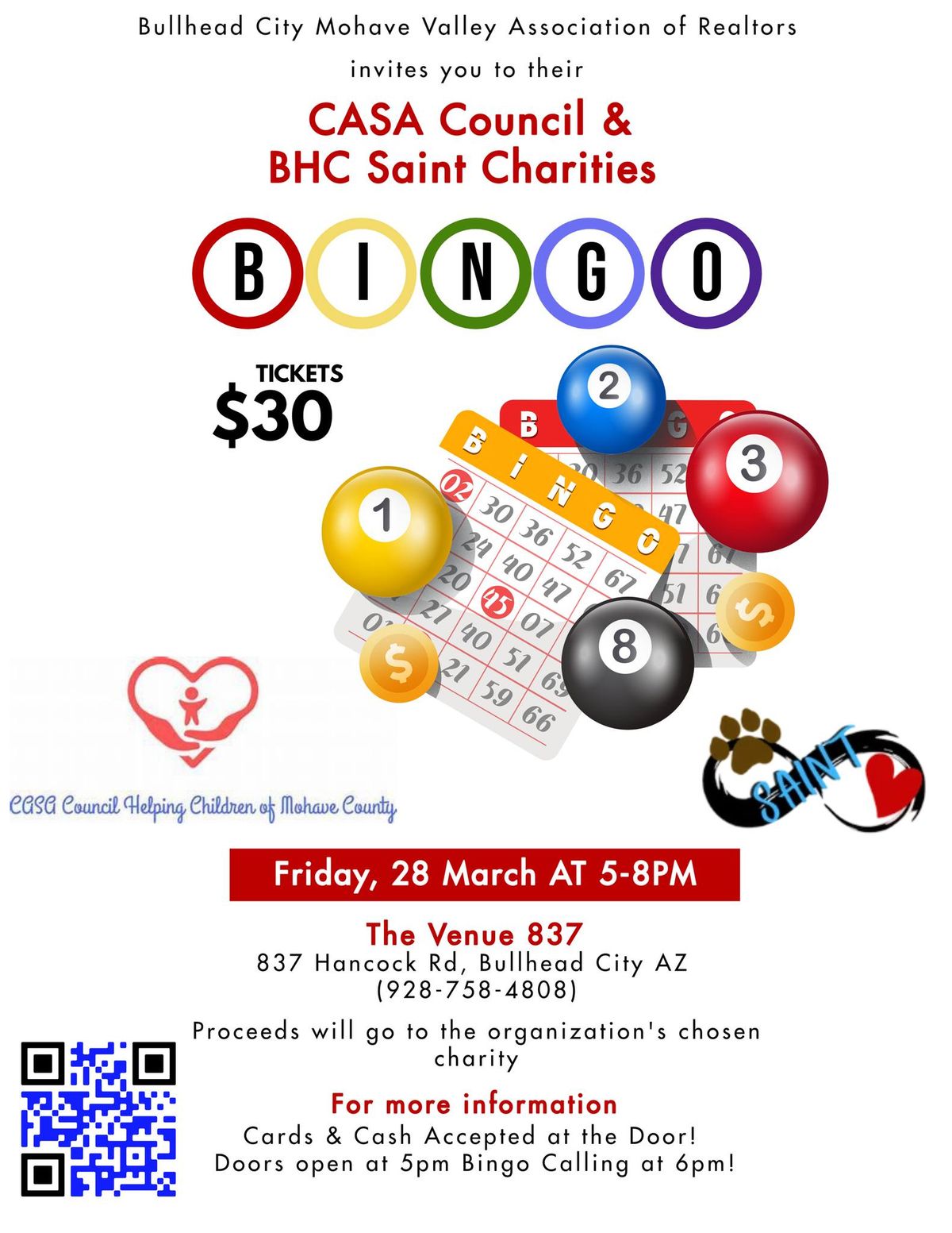 Bingo Night- Benefiting BHC Saint & CASA Council