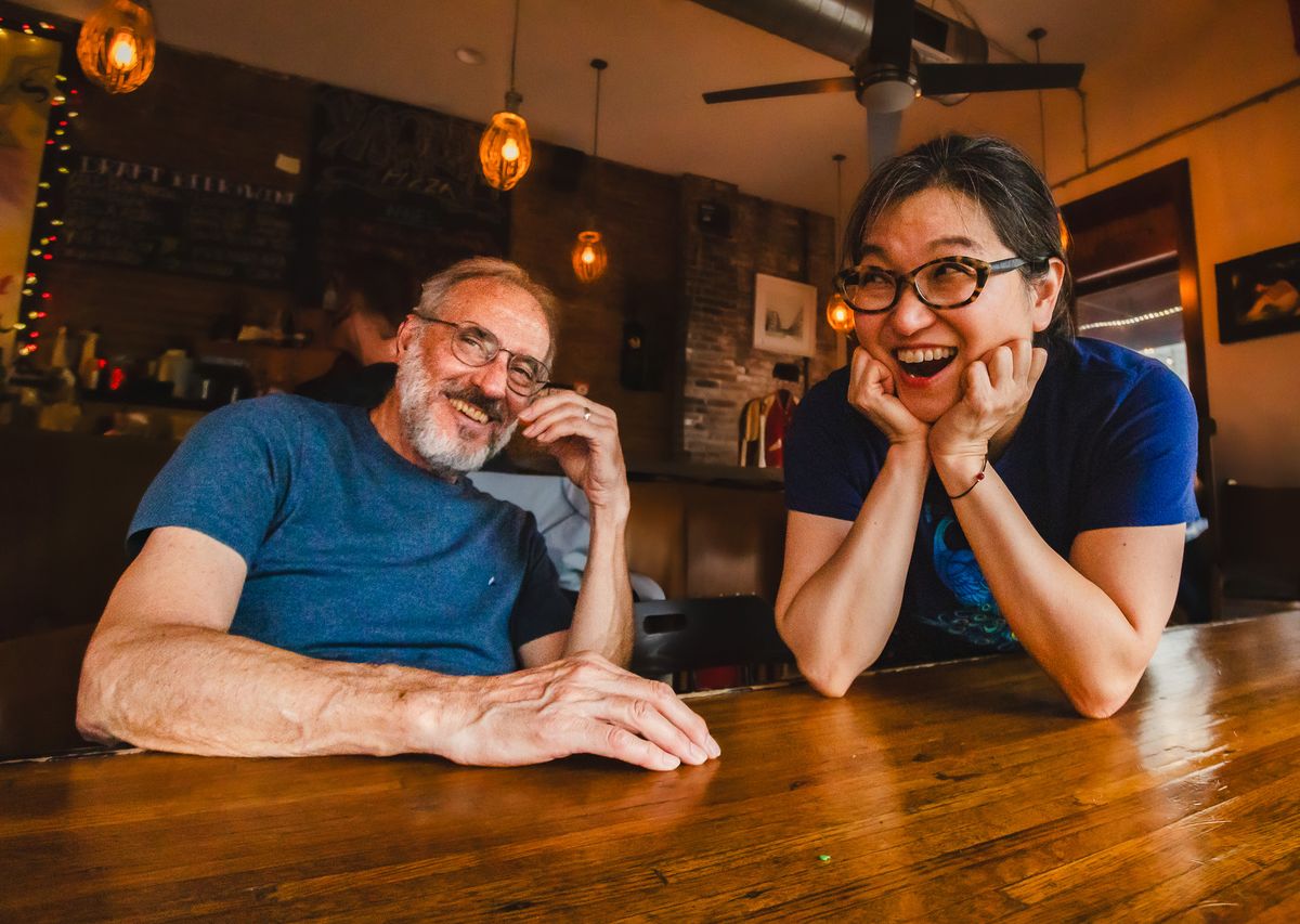 Sooz and Steve at the Webster Groves Garden Cafe