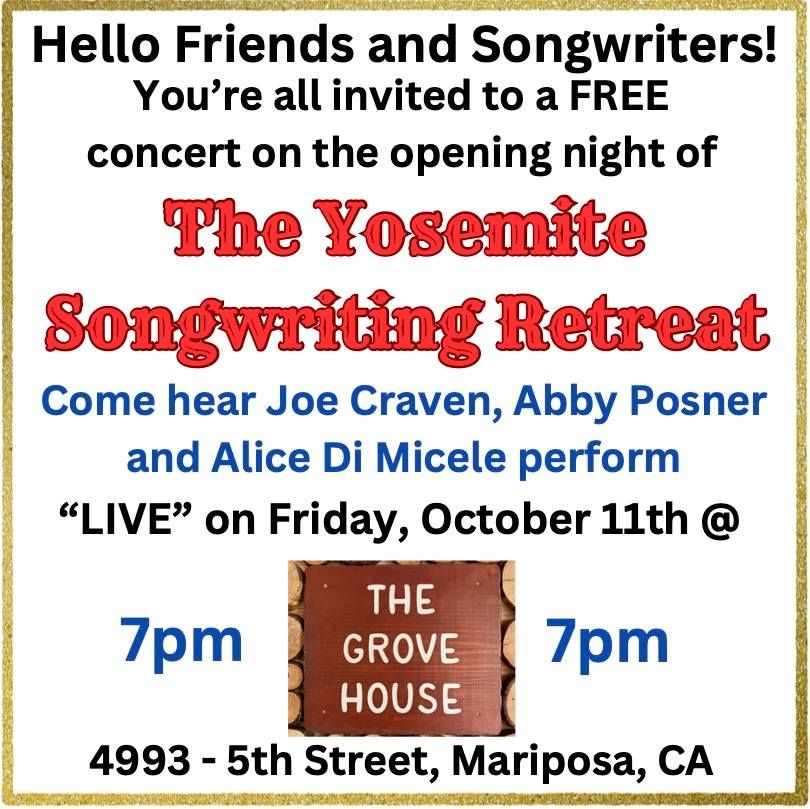 Opening Concert for Yosemite Songwriting Retreat