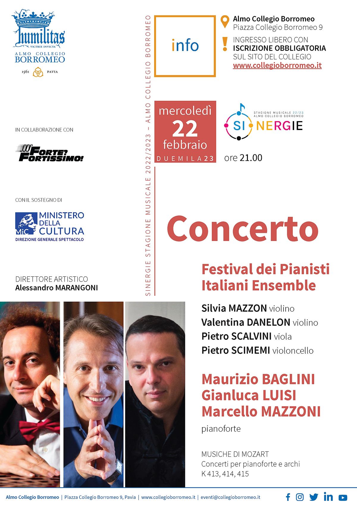 Festival dei Pianisti Italiani Ensamble, Almo Collegio Borromeo, Pavia ...