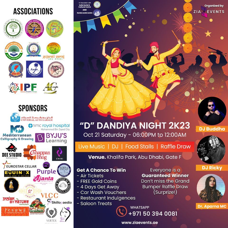 "D" DANDIYA NIGHT 2K23, Khalifa park, AbuDhabi!, Abu Dhabi, 21 October 2023