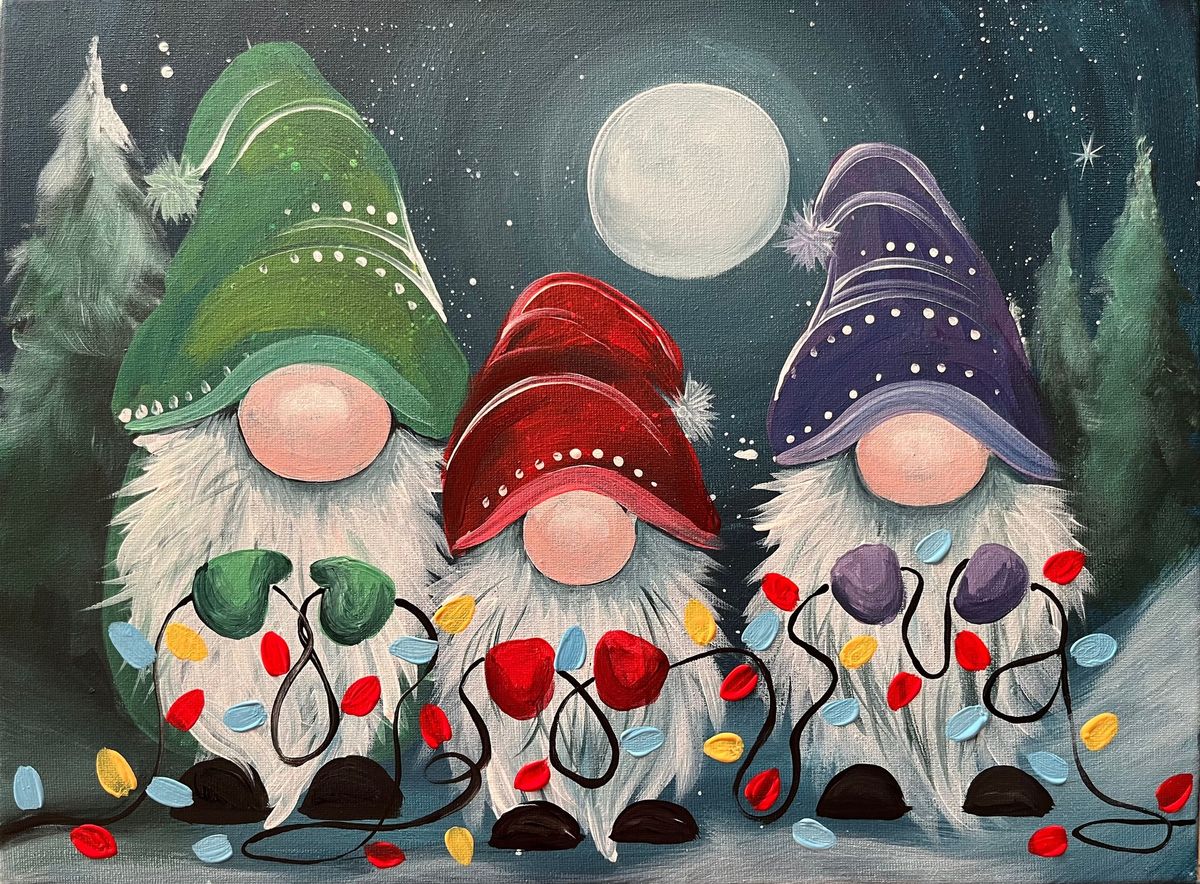 Join Brush Party to paint the wonderfully cute and festive 'We Three Gonks'