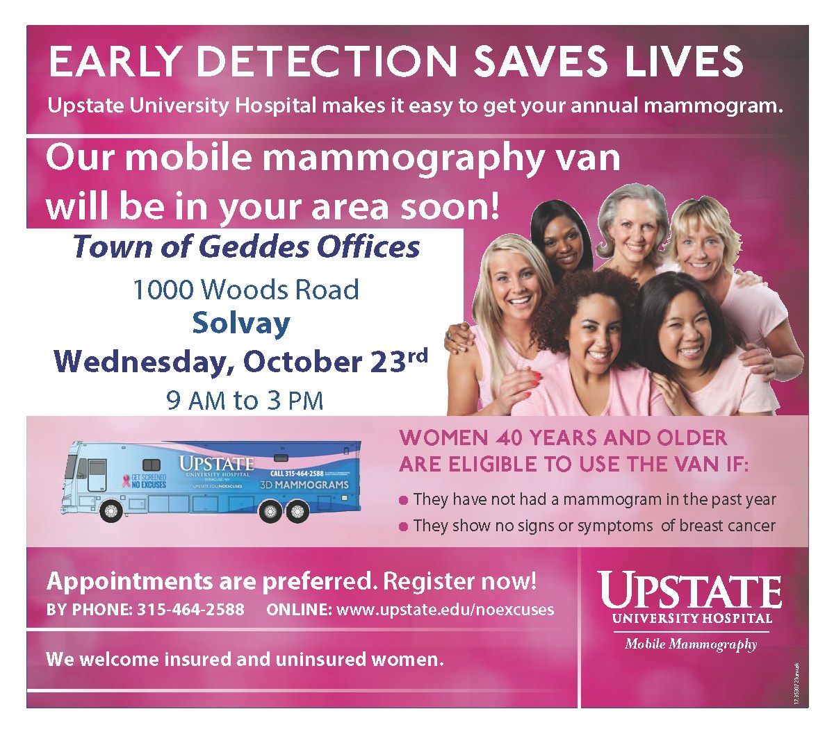 Upstate University Hospital\u2019s Mammography Van in Geddes!