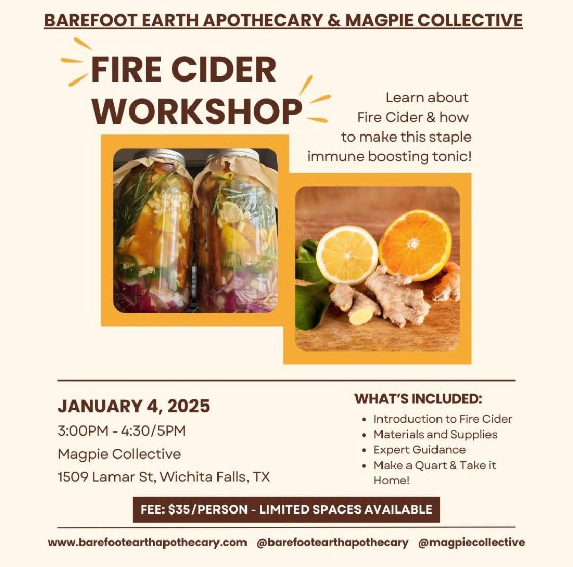 Fire Cider Workshop with Barefoot Earth Apothecary 