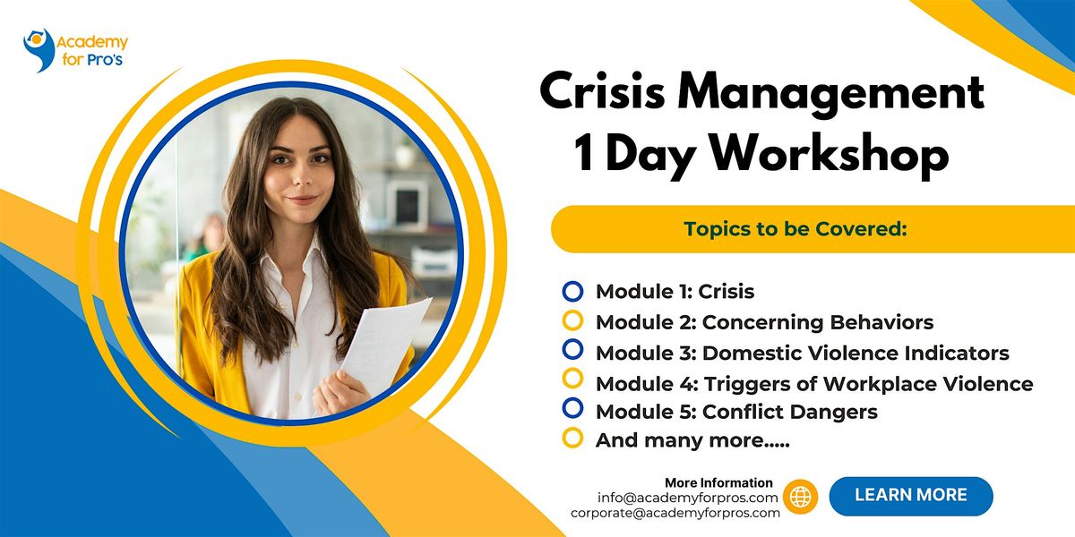 Crisis Management 1 Day Workshop in South Bend, IN