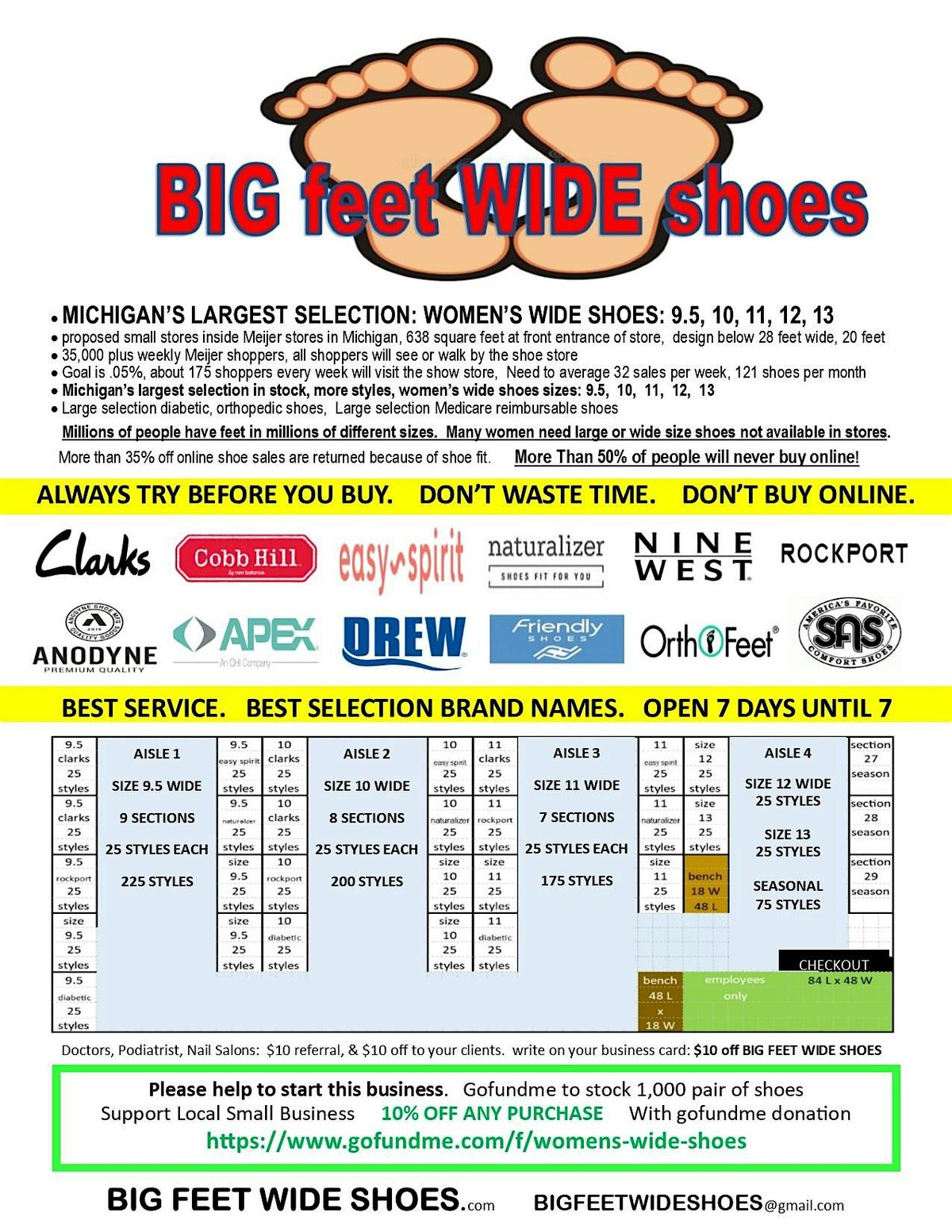 BIG FEET WIDE SHOES - Largest Selection In Michigan, Women's Wide Shoes: 9.5, 10, 11, 12, 13