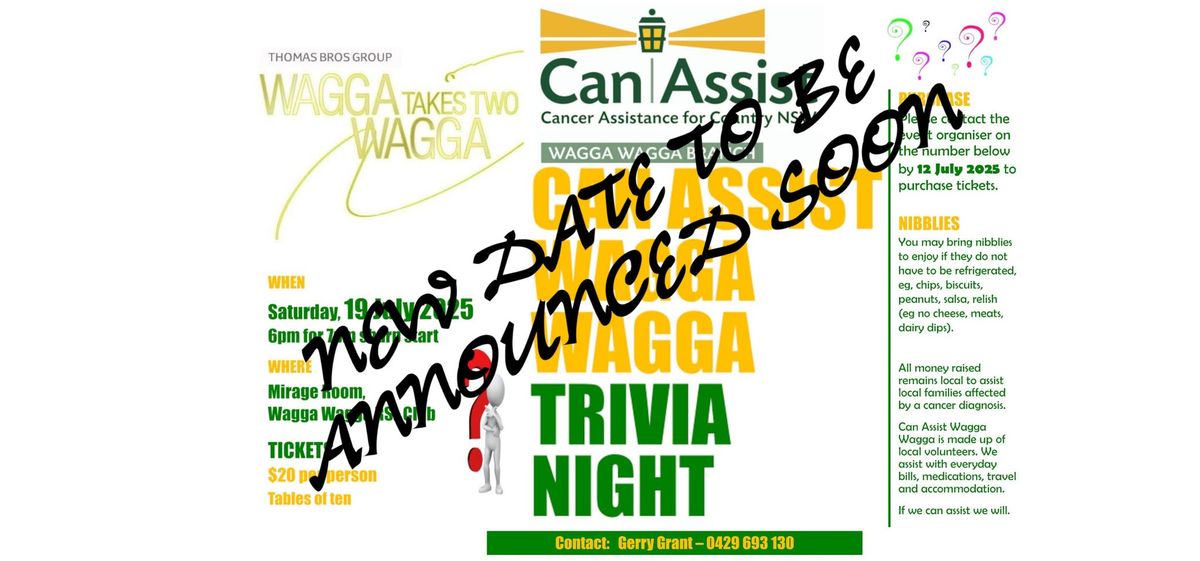 Can Assist Wagga Wagga Branch Annual Trivia Night 