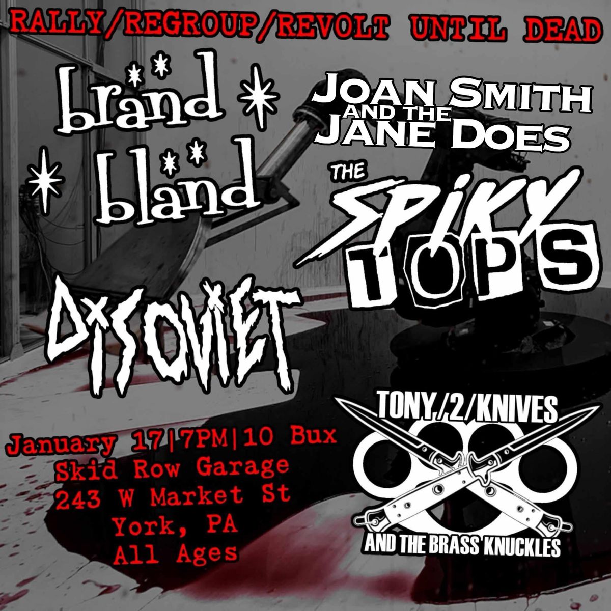 Disoviet, The Spiky Tops, Joan Smith & the Jane Does, Brand Bland, and Tony 2 Knives at SRG