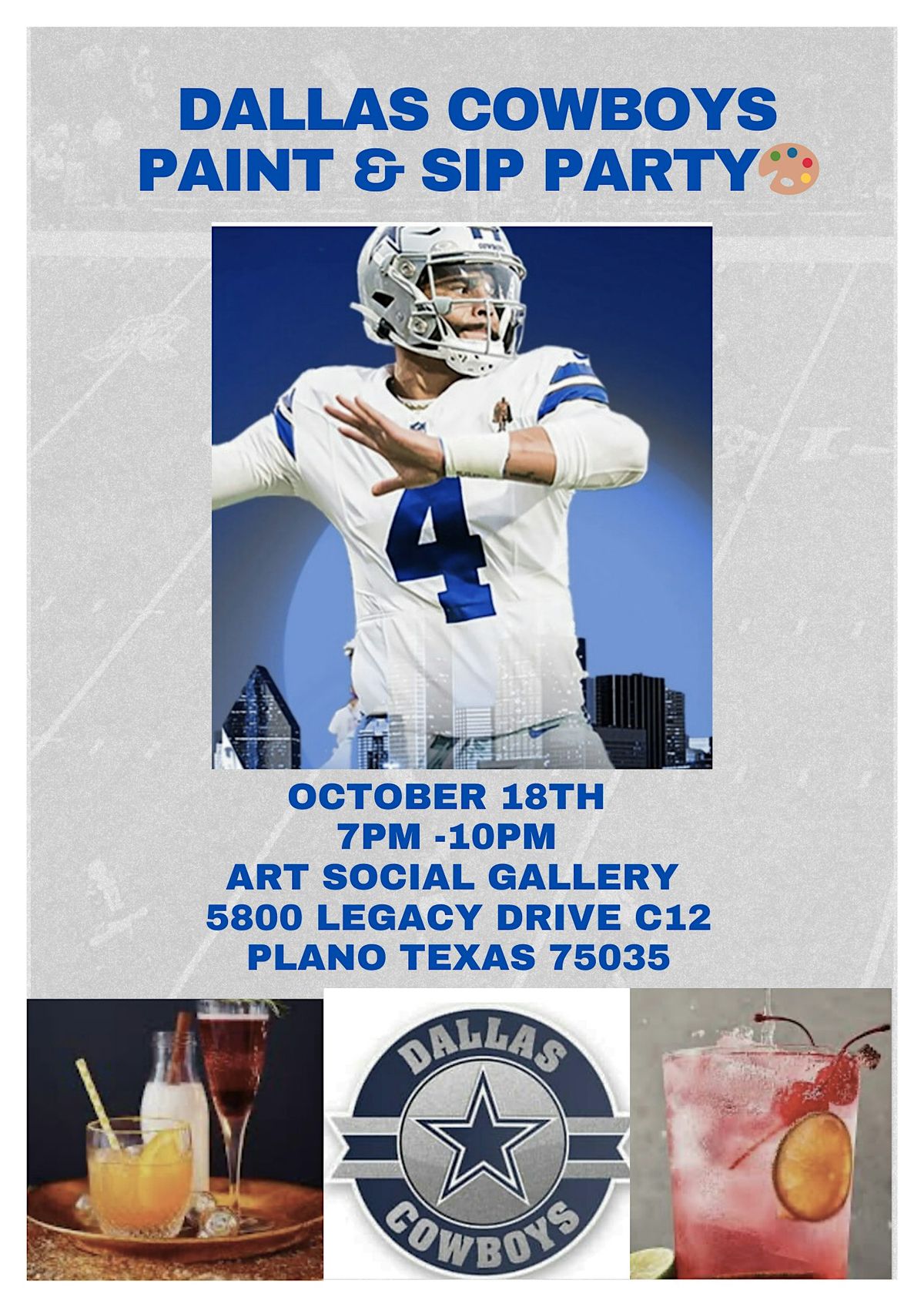 Dallas Cowboy Paint & Sip Party