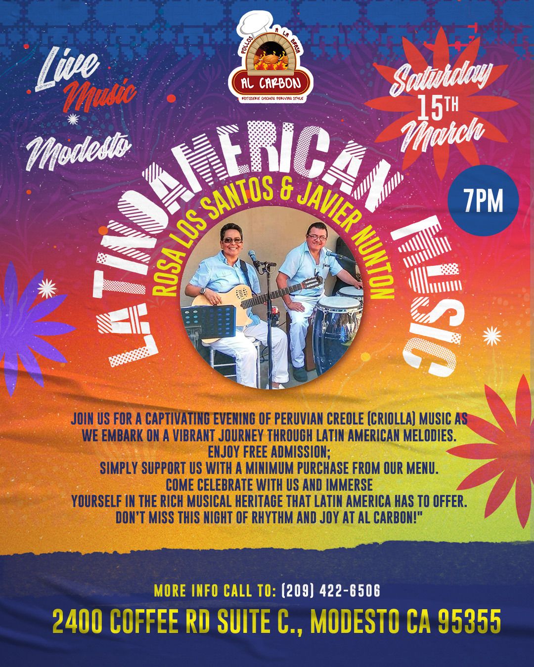 \ud83d\udc83 Latinoamerican Music Night at Al Carb\u00f3n! \ud83c\udfb8