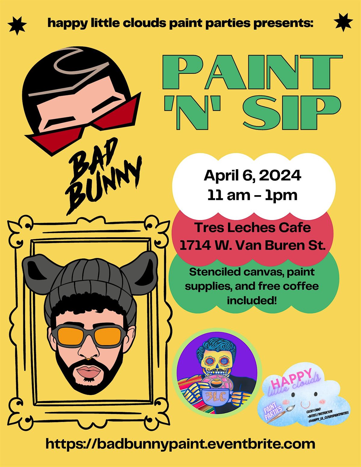 Bad Bunny Paint 'n' Sip at Tres Leches Cafe