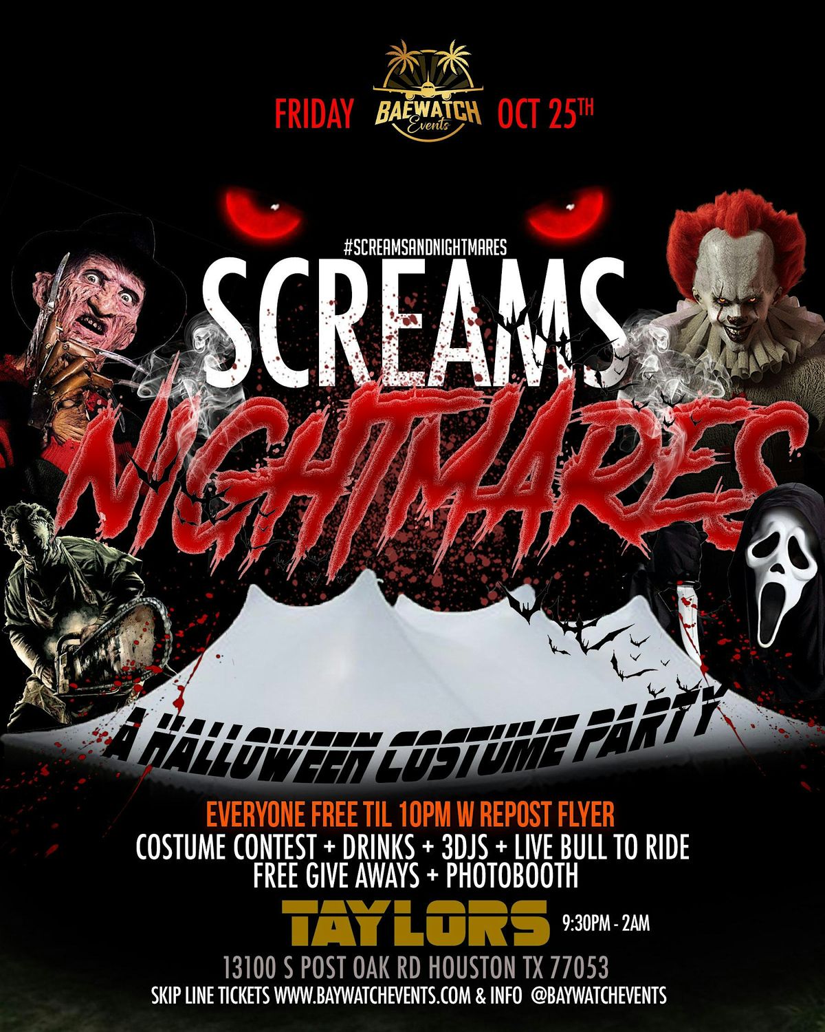 SCREAMSANDNIGHTMARES!! FRIDAY OCT 25TH  A HALLOWEEN COSTUME PARTY!