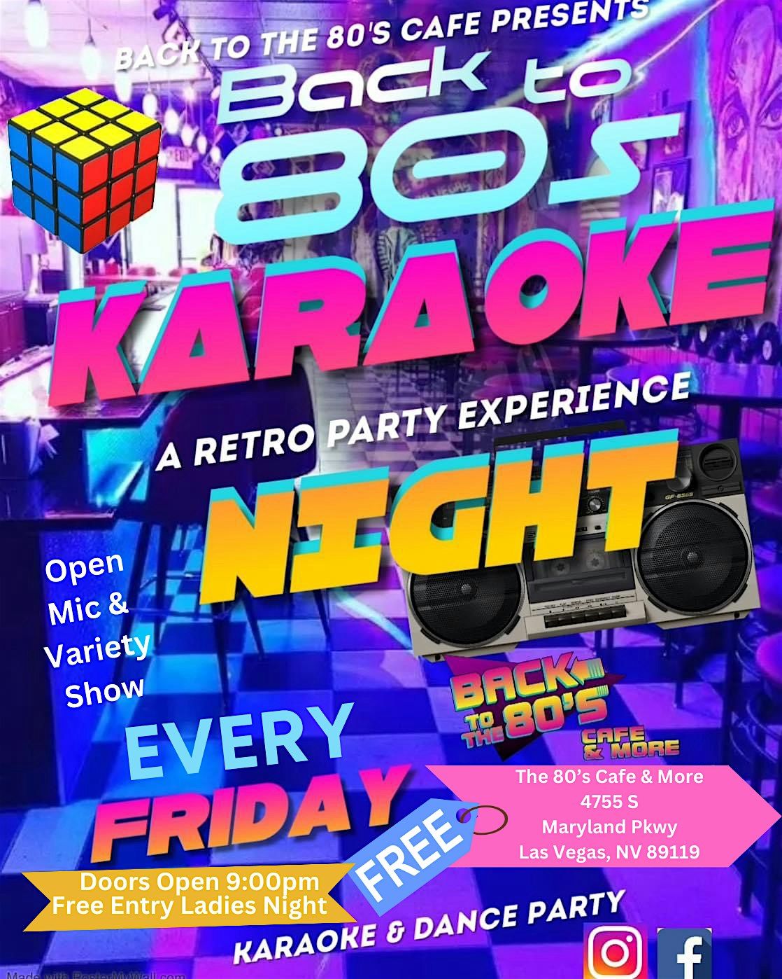 Karaoke Comedy Variety show 80s Cafe and More