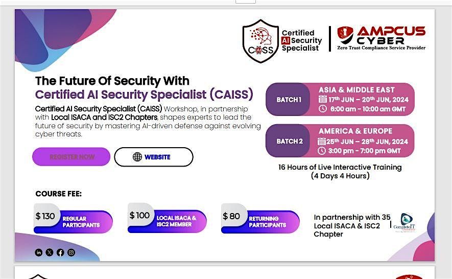 Certified AI Security Specialist (CAISS) Workshop