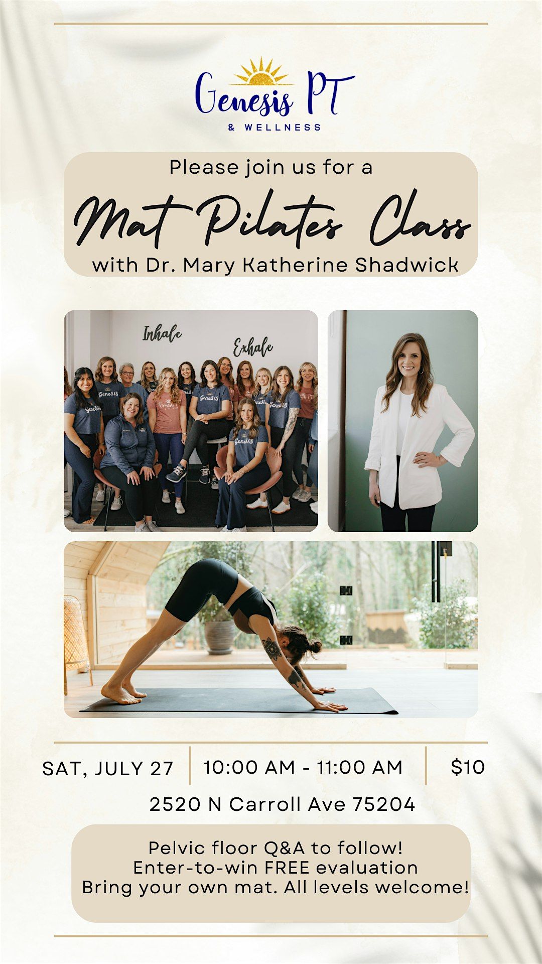 Mat Pilates Class with Dr. Mary Katherine