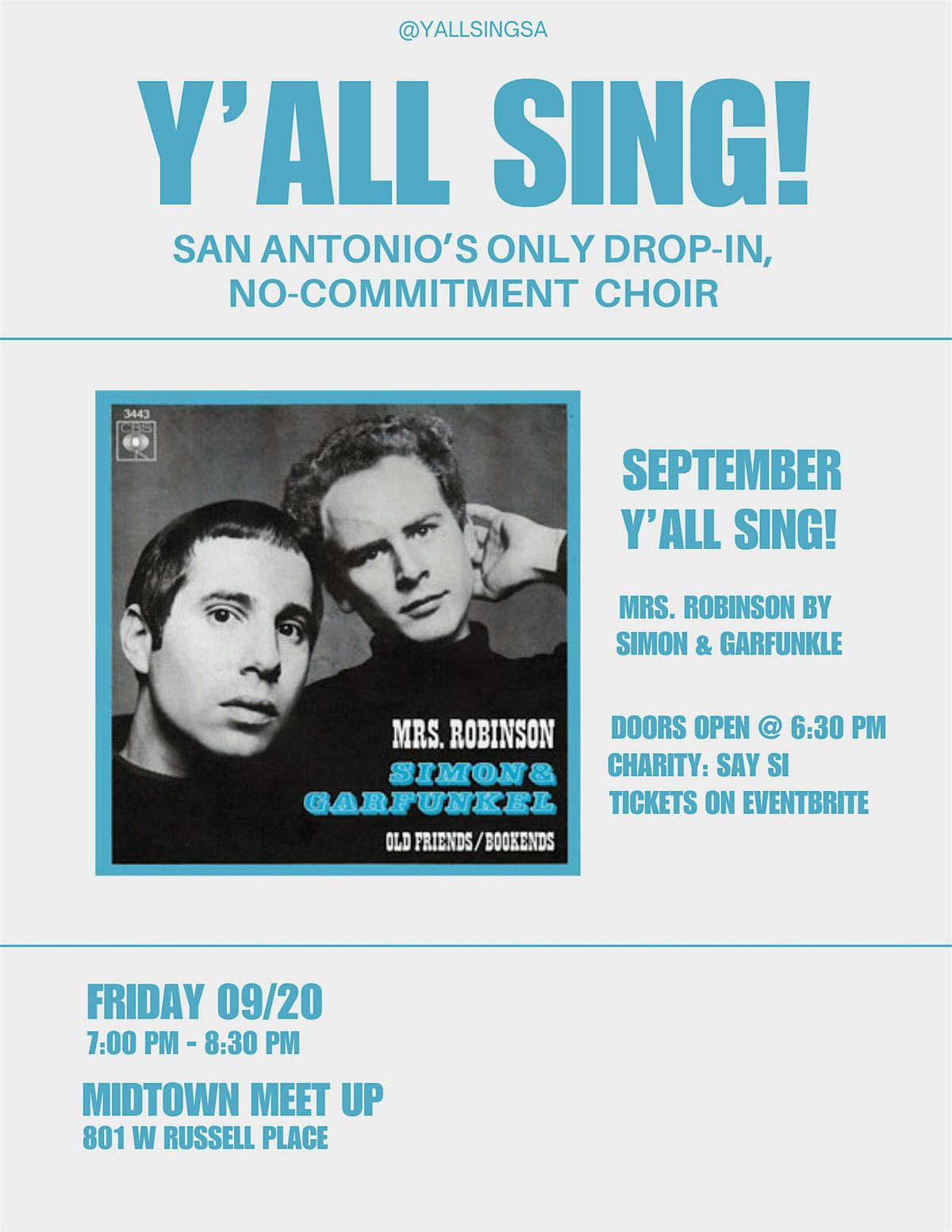 September Y'all Sing : Simon & Garfunkle "Mrs. Robinson"