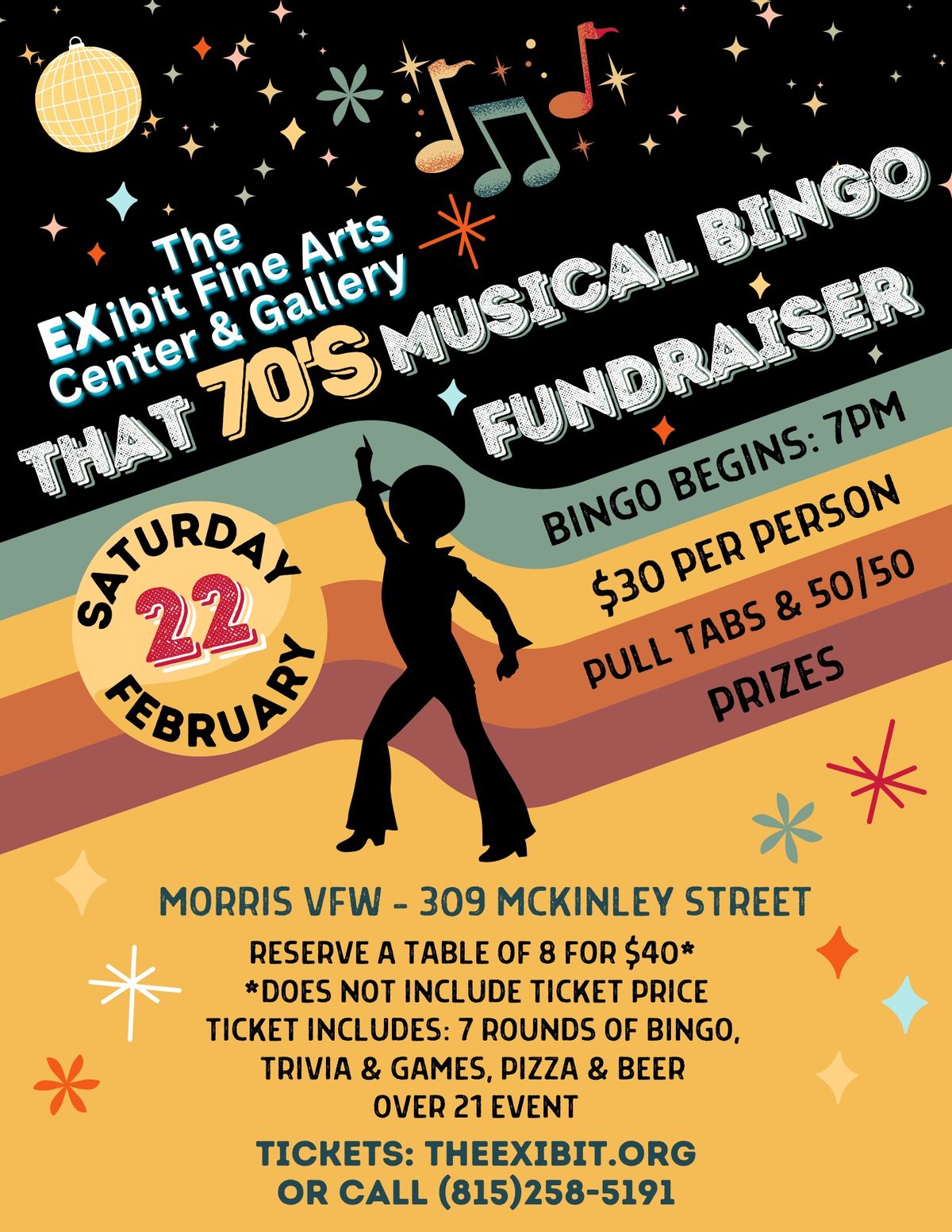 70\u2019s Musical Bingo for The EXibit Fine Arts Center & Gallery