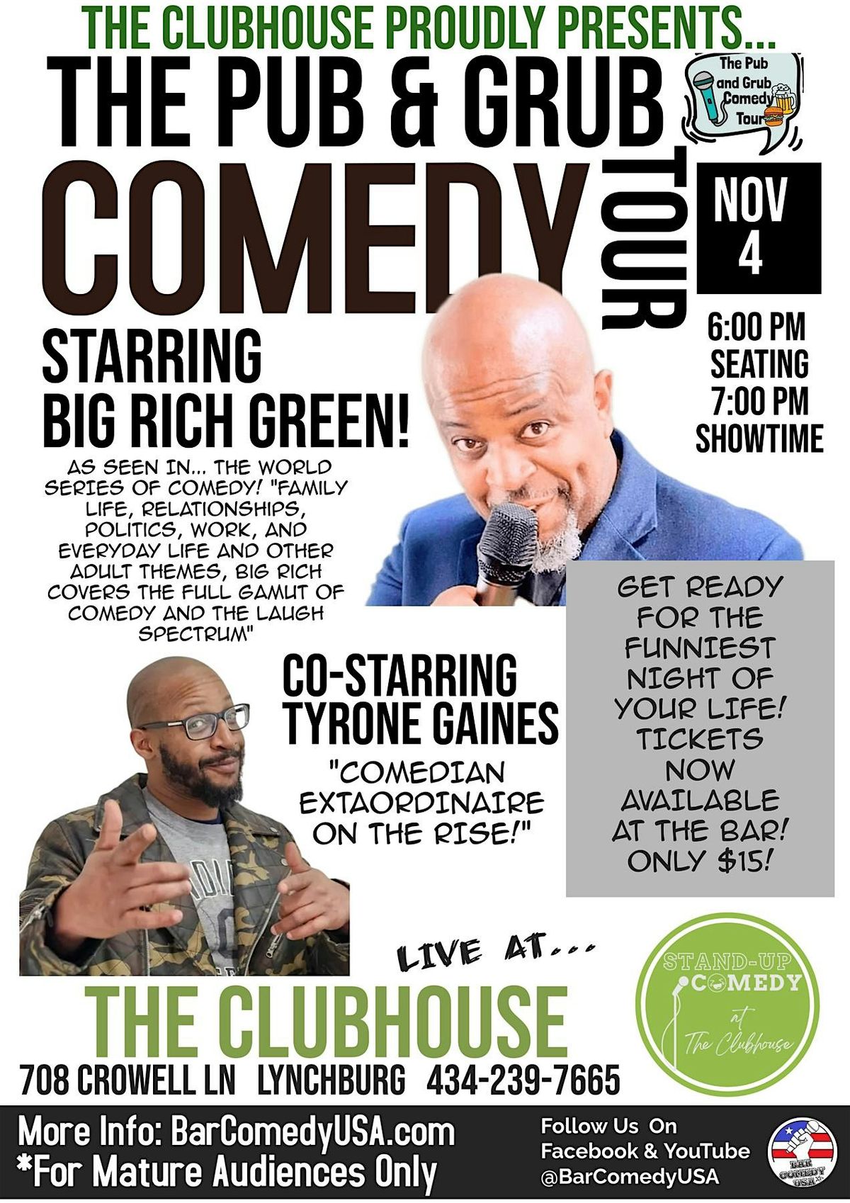 Clubhouse Comedy Show Ft. Big Rich Green & Tyrone Gaines