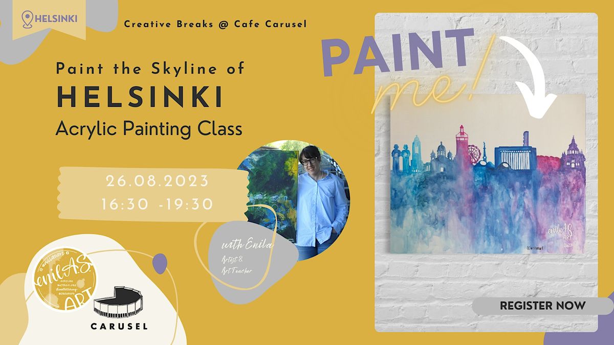 Paint the Sykline of Helsinki guided by an artist Acrylic Painting