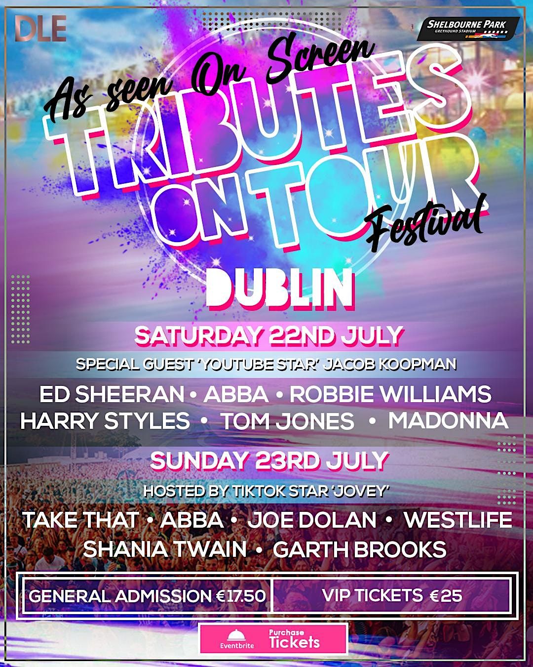 TRIBUTES ON TOUR FESTIVAL DUBLIN SUNDAY 23RD JULY  2023