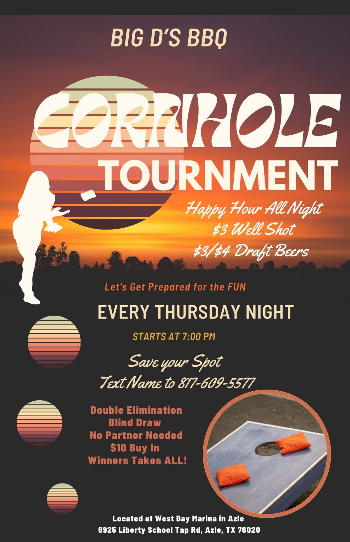 Cornhole Tournament at Big D's Barbeque & More