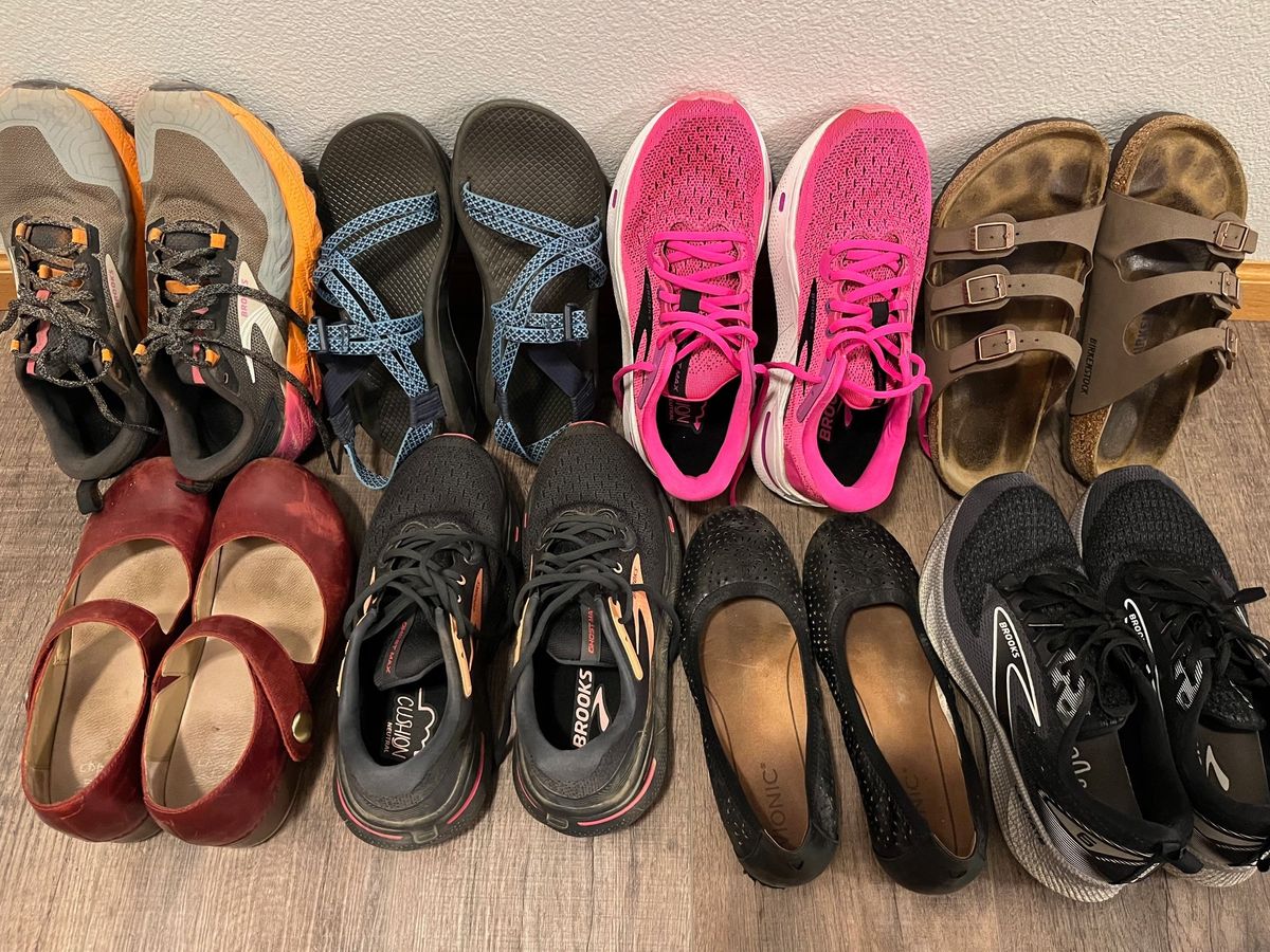 We are going to talk about shoes. Running shoes, hiking shoes, sandals, no shoes, walking shoes? 