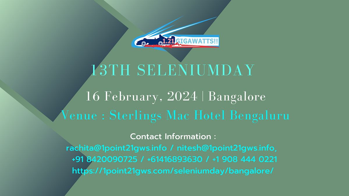 8thWorld Developers and Selenium Day - Bangalore on 11- 12 July 2024