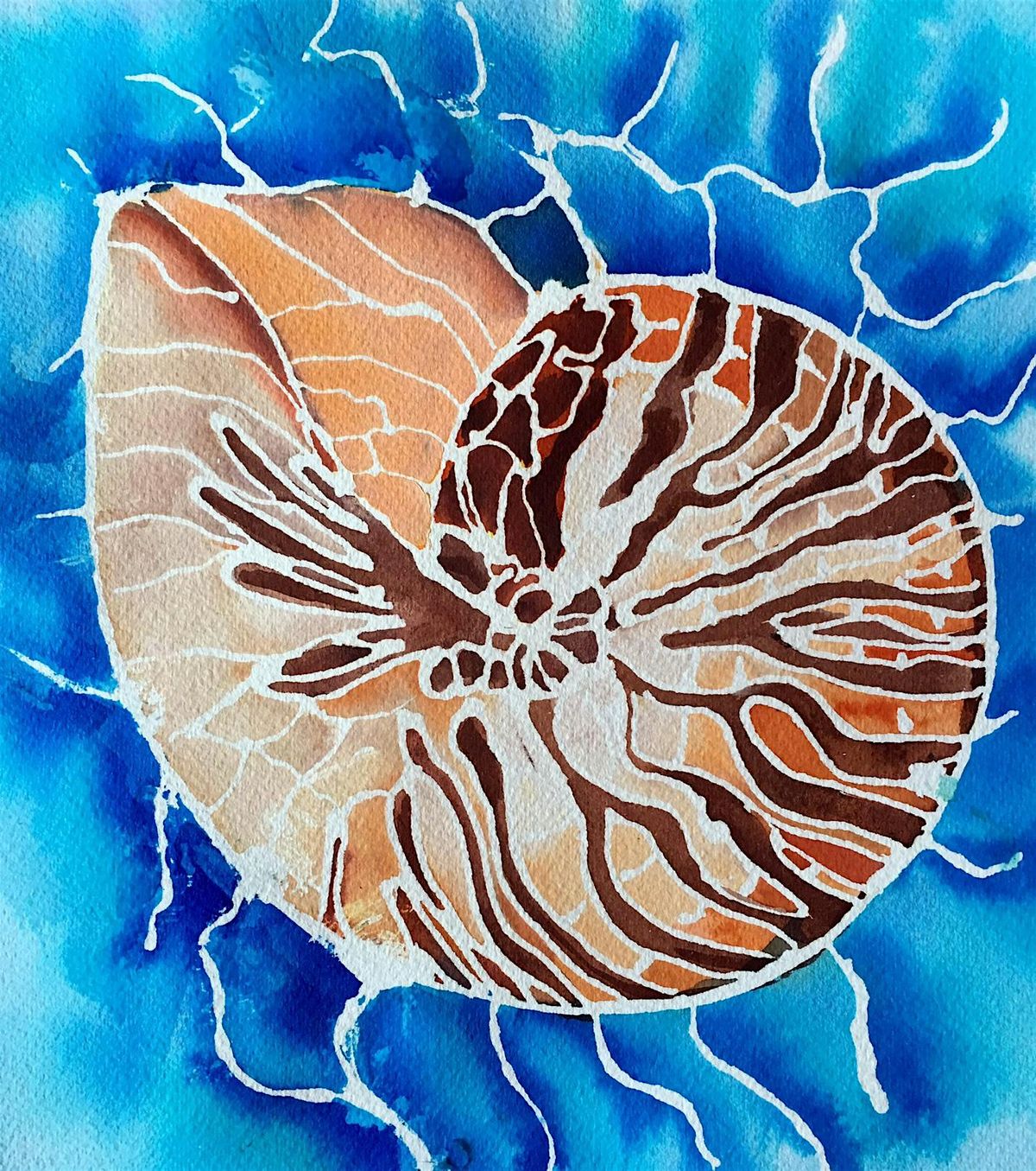 Mosaic  Nautilus Shell in Watercolors with Phyllis Gubins