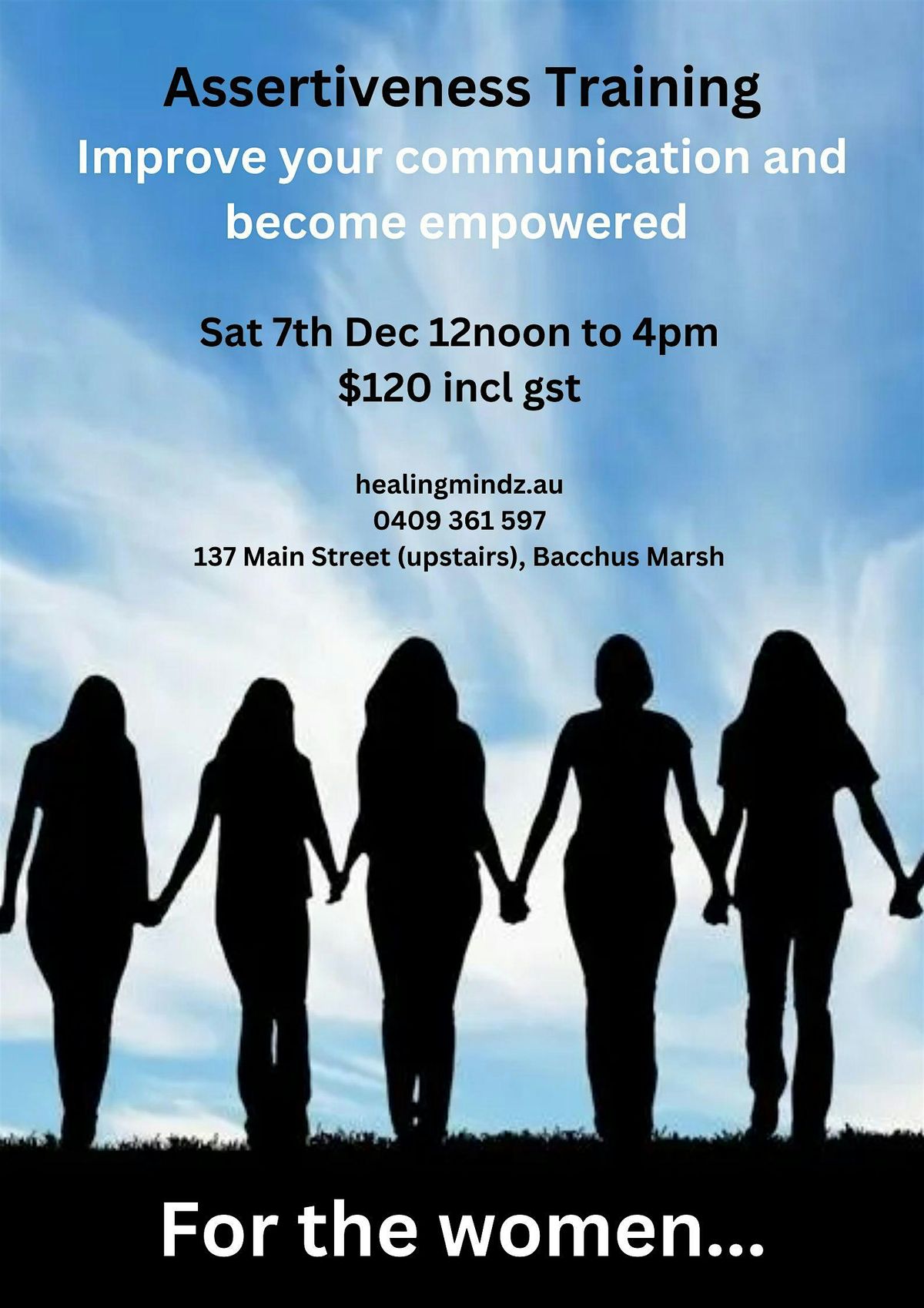 Assertiveness Training Workshop - Women Only - Sat 7th Dec from 12 to 4pm