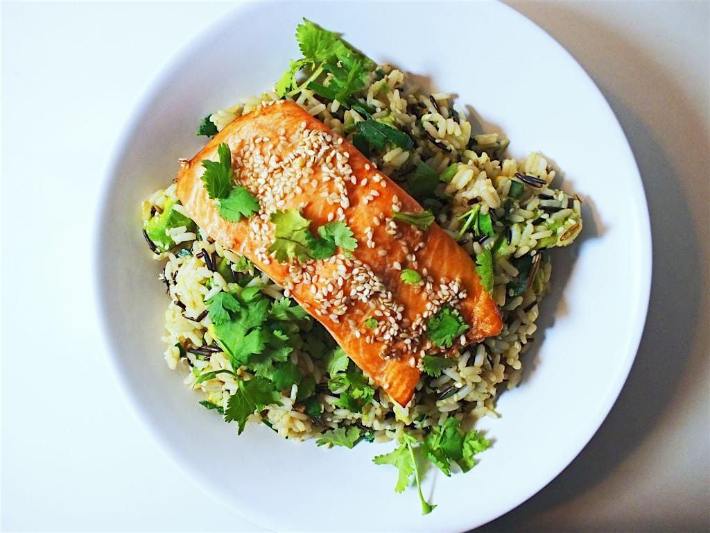 UBS Virtual Wellness Cooking Class: Tea Poached Salmon, Mushrooms Wild Rice