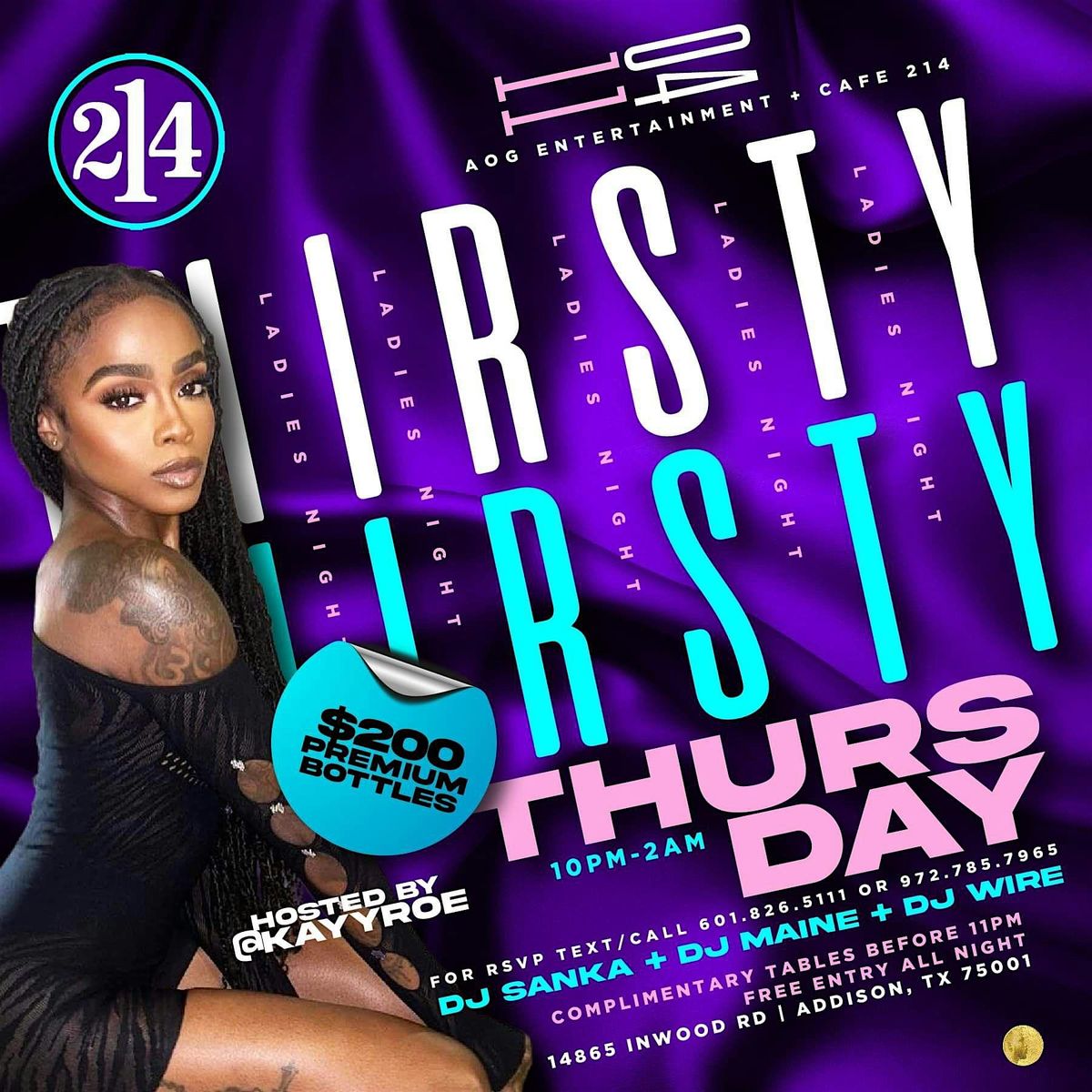 THIRSTY THURSDAY + LADIES NIGHT+ FREE ENTRY + FREE SECTIONS
