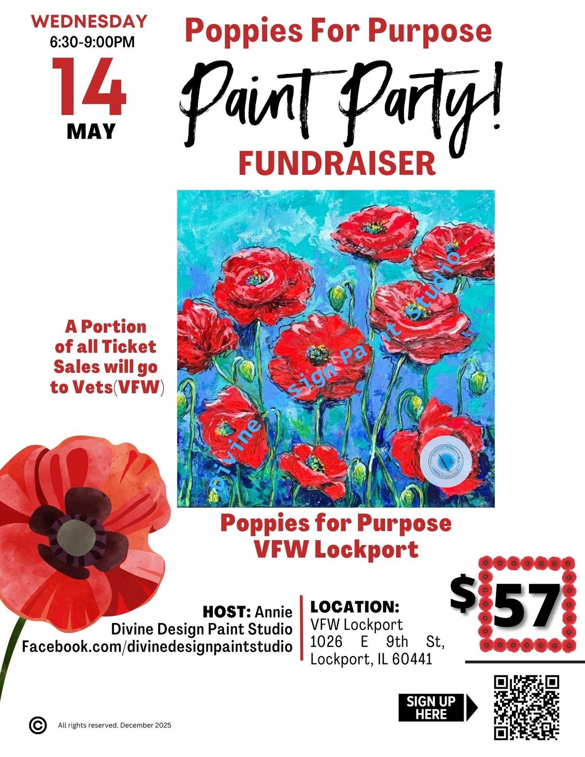 Poppies for Purpose Paint Party Fundraiser @ VFW Lockport 