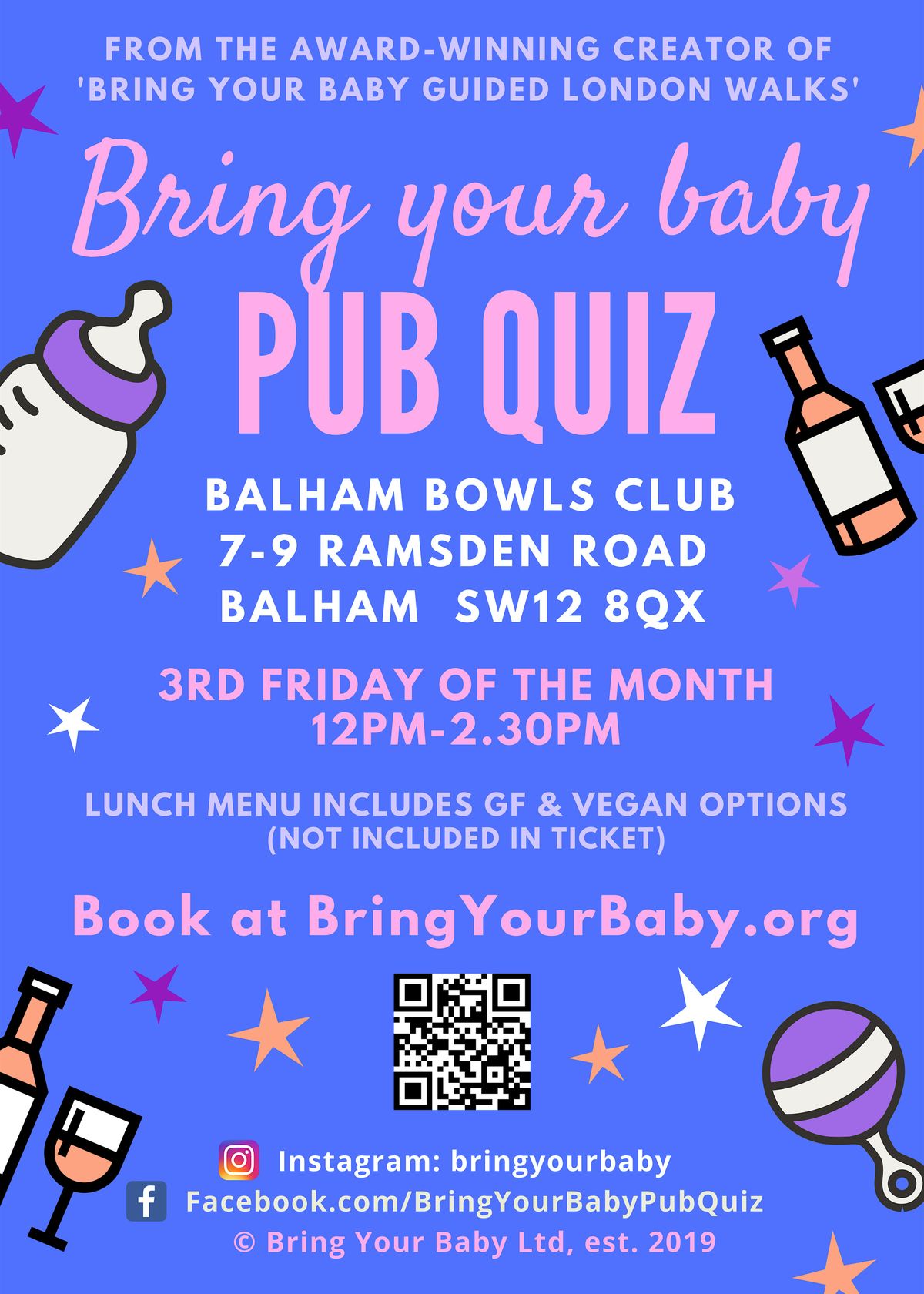 BRING YOUR BABY PUB QUIZ @ Balham Bowls Club, BALHAM (SW12) near CLAPHAM