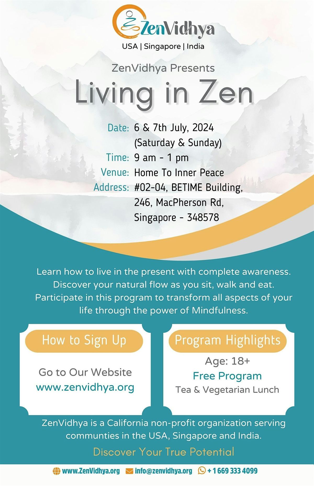 LIVING IN ZEN - 2 Days Mindfulness Retreat Program In Singapore